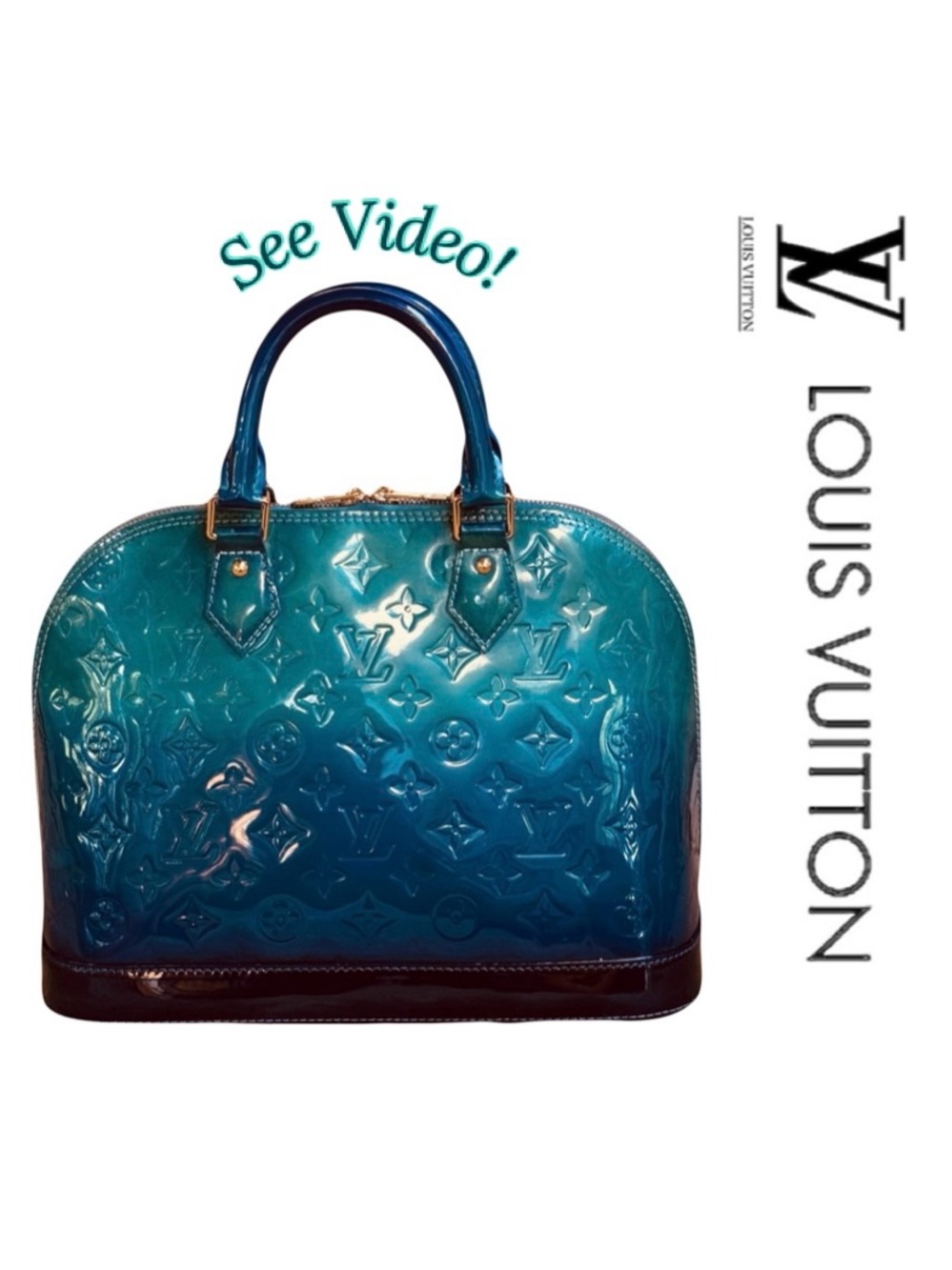 Louis Vuitton Bleu Vert Ombré “Dégradé" (Gradient) Monogram Vernis Alma PM